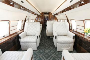 Interior of a Bombardier Challenger large-cabin business jet
